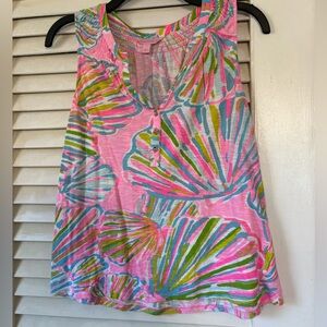 Lilly Pulitzer Pink Multi-Color Shell Print Top